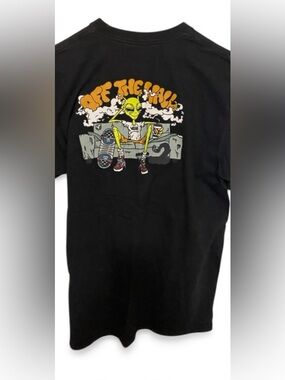 Vans Black Tee with Small Orange Logo